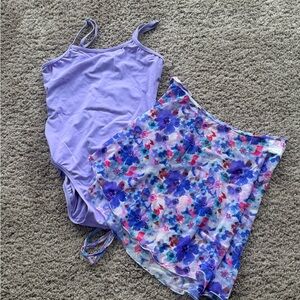 Weissman Lavender Camisole Leotard LC and coordinating wrap skirt by AK